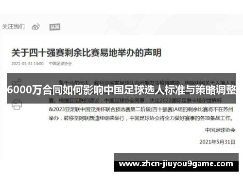 6000万合同如何影响中国足球选人标准与策略调整